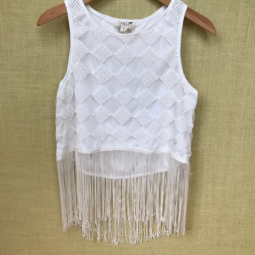 NWOT LA Hearts Fringe Crop Top